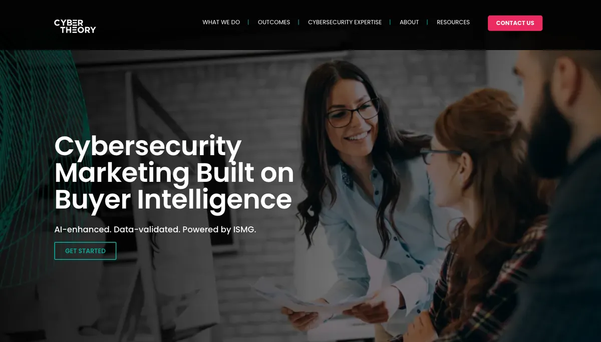 Screenshot of the CyberTheory homepage, October 2026