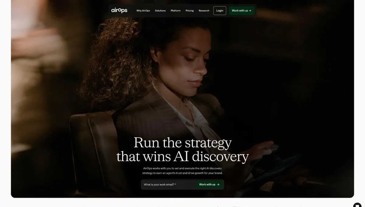 Screenshot of the AirOps homepage, October 2026