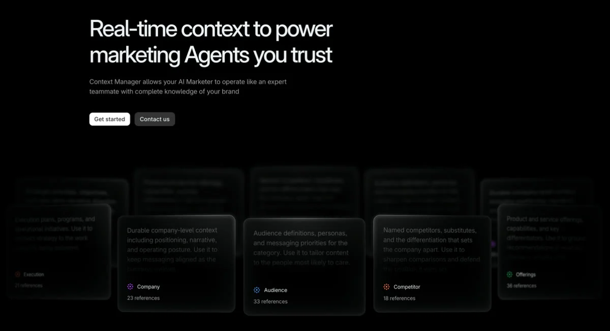 Profound Context Manager brand records for company, audience, competitor, and offerings